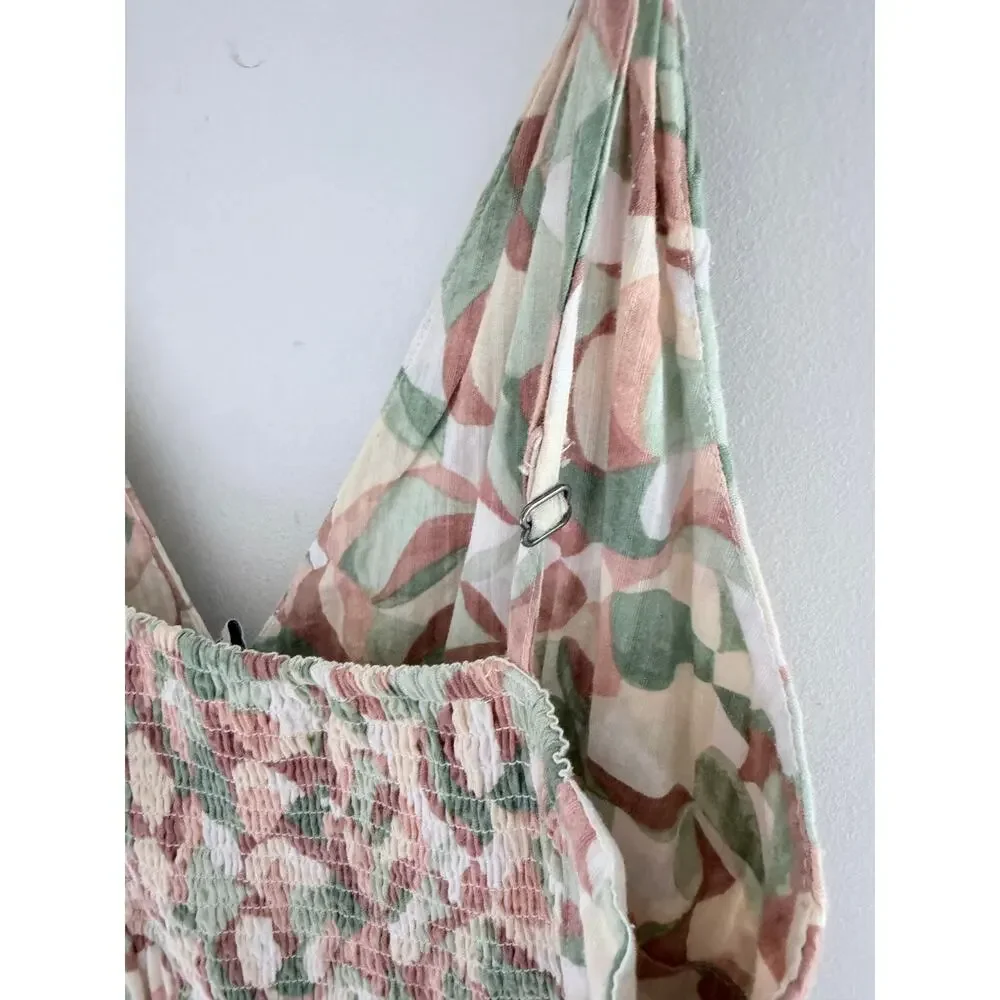 Abercrombie & Fitch Knotted Strap Maxi Green Pink Floral V-neck Dress-Size S